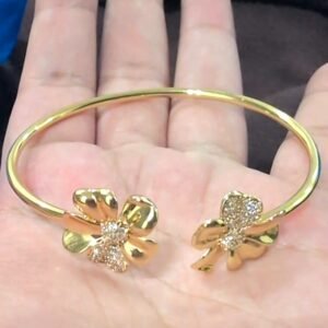 Twin Blossom Open Cuff Bracelet