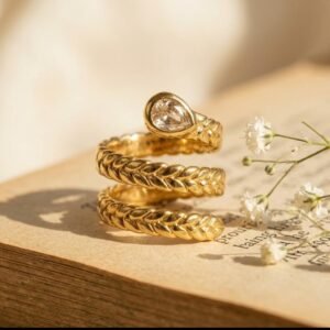 Golden Braided Spiral Ring